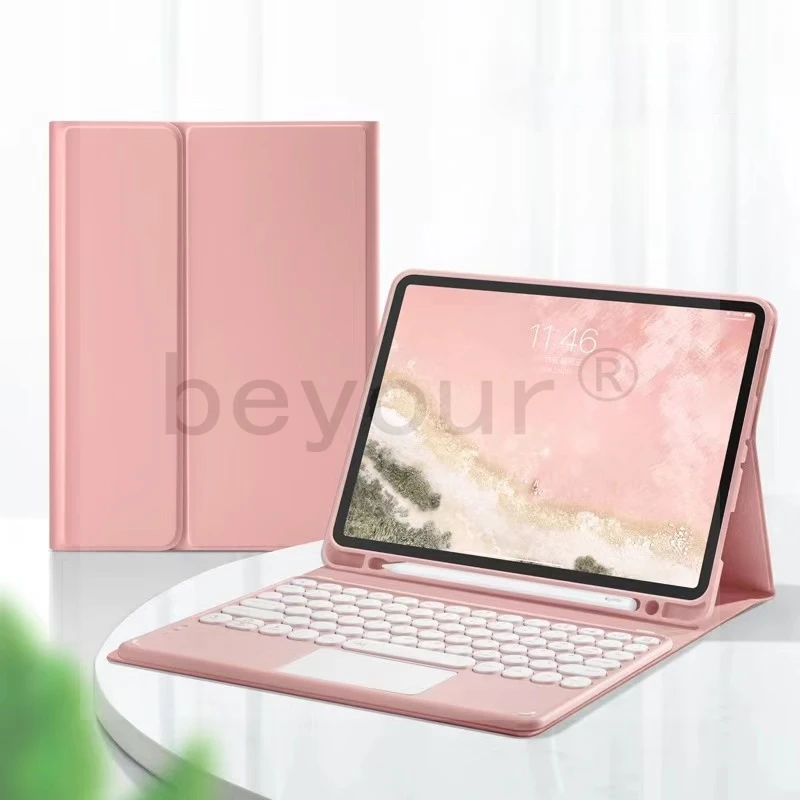 

For iPad 7th 8th 10.2 2019 2020 Cover With Wireless Bluetooth 5.1 Keyboard Round Retro Button Case For iPad Air 3th Pro 10.5
