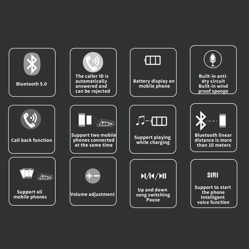 Motorcycle Bluetooth Headset Intercom Interconnection Outdoor Riding Communication BT5.0 Stereo Interphone | Автомобили и