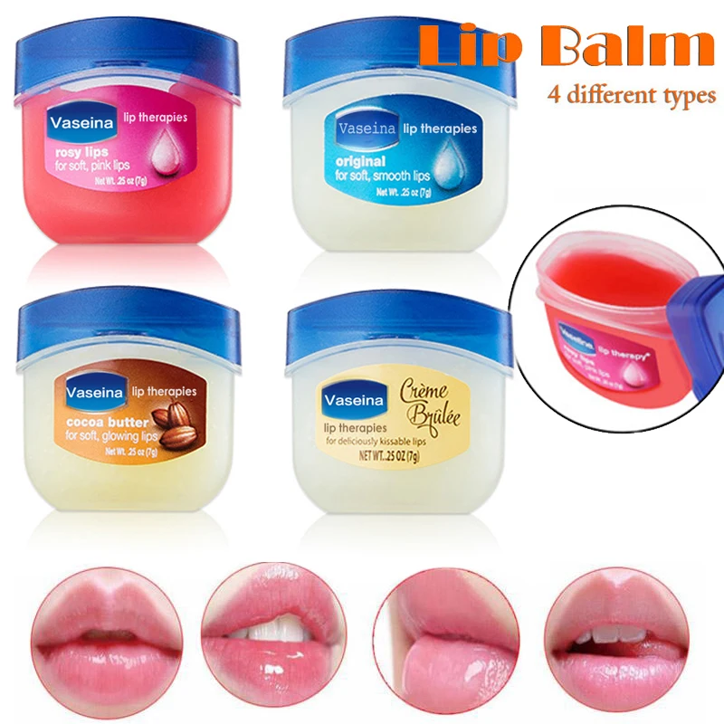 

4PCS New Lip Makeup Care Vaseline Lip Therapy Petroleum Jelly Lip Balm Original Cocoa Brulee 7g 0.25 Oz