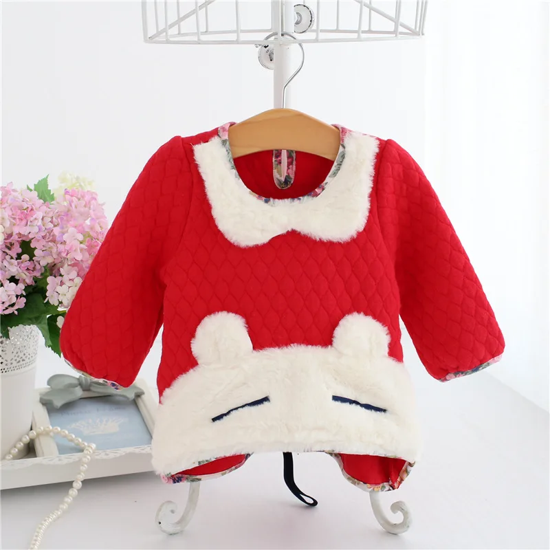 Детская одежда для девочек топы маленьких с мультяшным Кроликом зимняя теплая