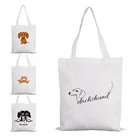 Женская сумка с ручками Dachshund Dog, Экологически чистая Складная дизайнерская сумка для покупок, настраиваемая летняя Холщовая Сумка-тоут