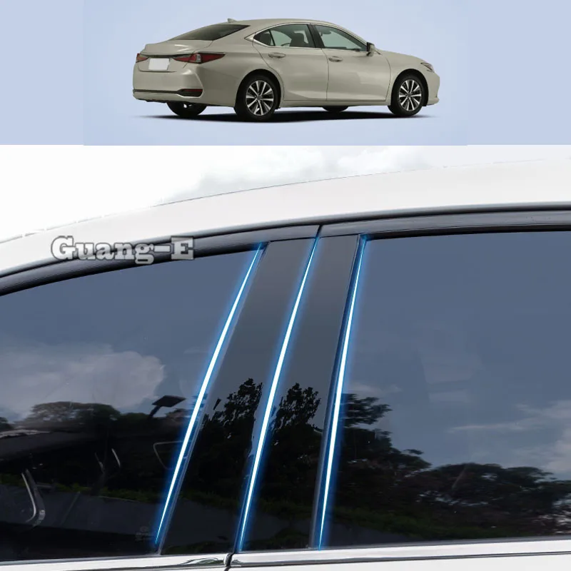 

For Lexus ES ES200 ES250 ES300 ES350 2018-2022 Car PC Material Pillar Post Cover Door Trim Window Piano Black Molding Sticker
