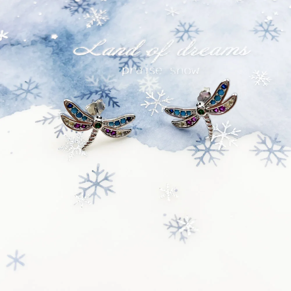 Женские серьги-гвоздики в виде стрекозы | Украшения и аксессуары