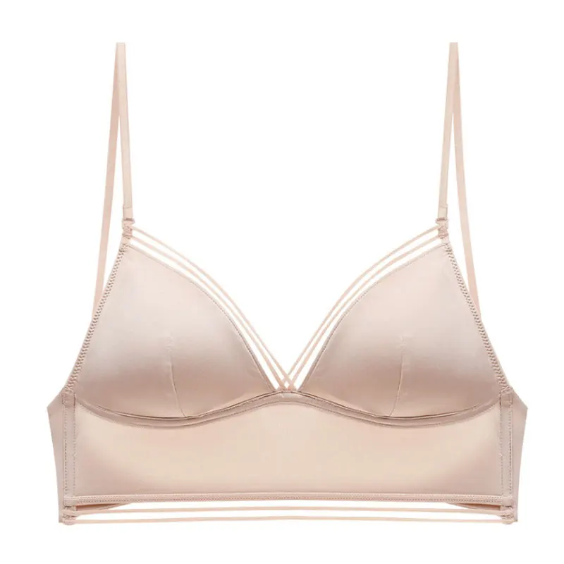 

Sexy Backless Bra Lace Deep U Low Back Bralette Thin Cup Brassiere Halter Soft Seamless Elastic Underwear Tank Tops Encaje Mujer