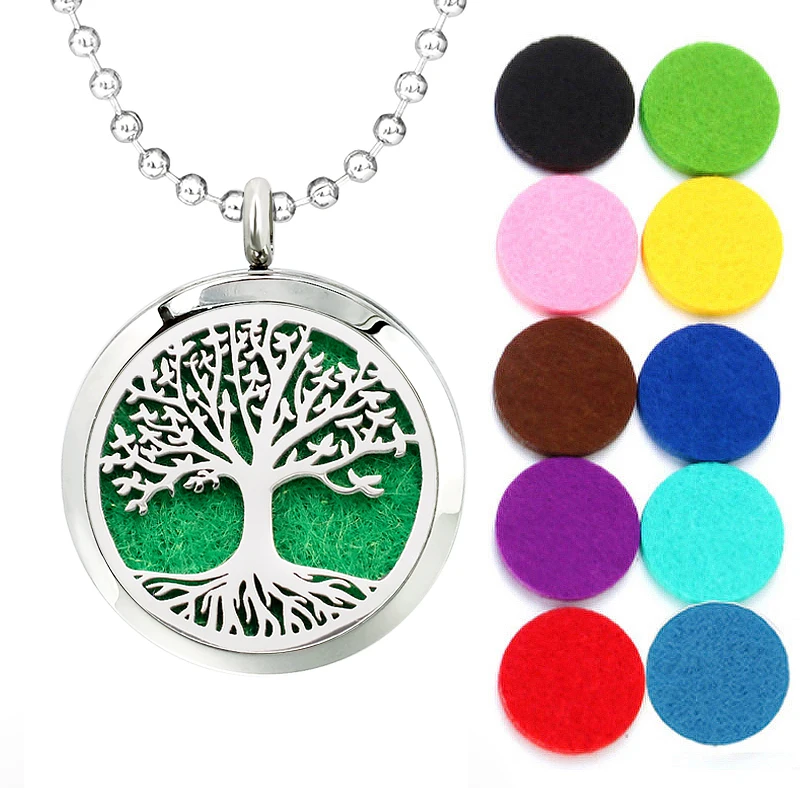 30 мм нержавеющая сталь диффузор ожерелье кулон в виде дерева жизни с распылением