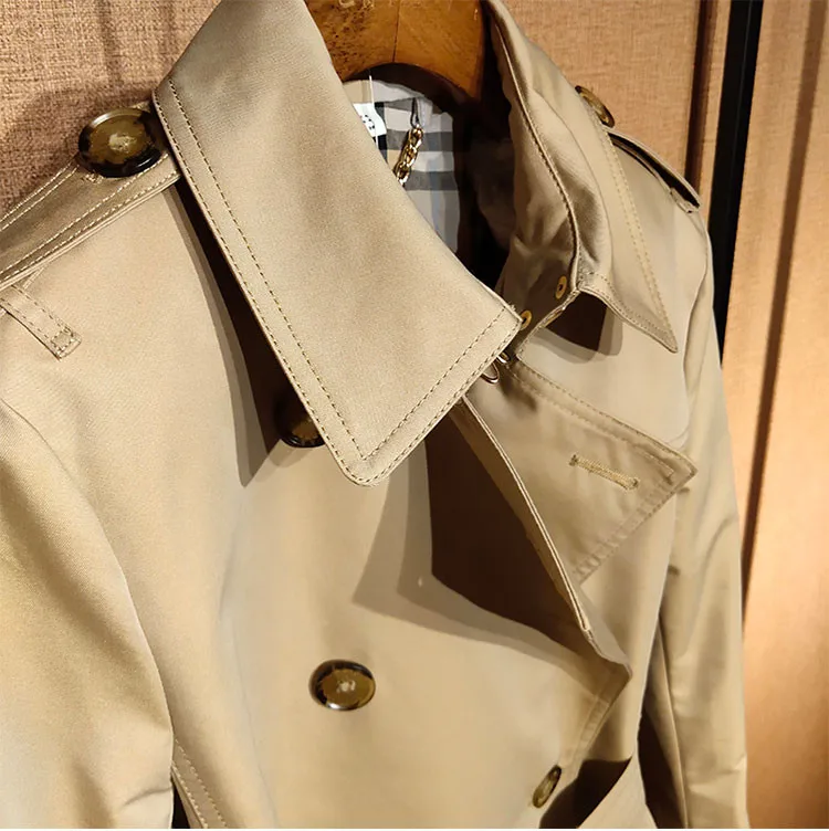 Тренчкот женский в британском стиле Элегантная короткая верхняя одежда пальто
