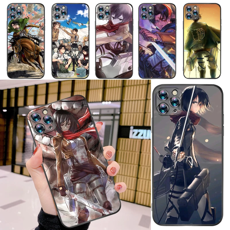 

Attack On Titan Eren Jager Armin Arlert Levi Mikasa Ackerman Phone Case For iPhone 11 Pro MAX Carcasa Coque Funda Cases
