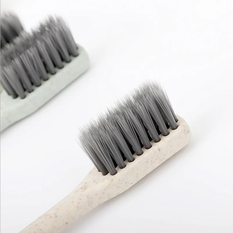 

10pcs/set Eco Friendly Toothbrush Natural Wheat Straw Handle Bamboo Charcoal Bristle Adult Soft Ultra Fine Bristles Toothbrushes