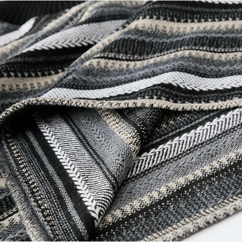 

Women Pullover Sweaters Striped Chic Retro V-neck Harajuku Trendy Cool Streetwear All-match Loose Casual Lantern Sleeve Oversize