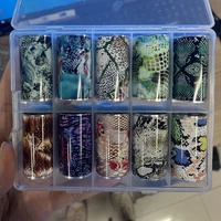 10pcsx1m printssnake holographic designs nail transfer foils decals for trending nails 10 in box exotic nail transfer foil