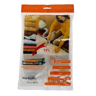 

4 Size Space Saver Saving Storage Seal Vacuum Vac Bags Compressed Quilt Clothing Organizer Bag
