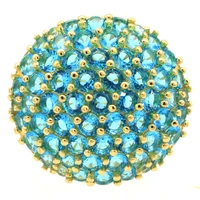 24x22mm lovely cute 7 4g round created blue aquamarine citrine daily wear 14k gold silver rings wholesale drop shipping