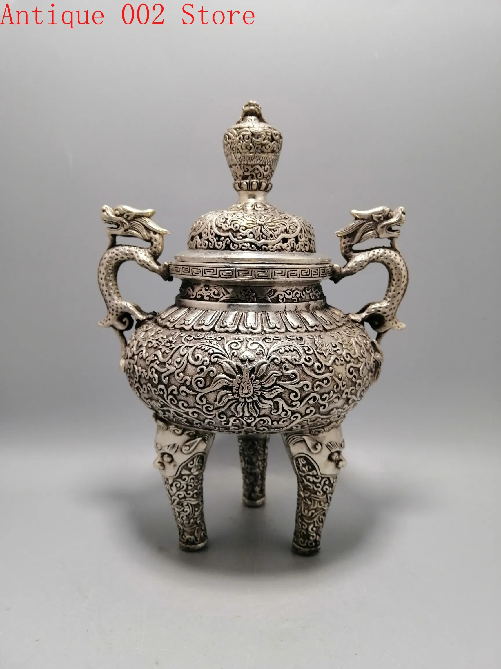 

Редкая китайская курильница на штативе с изысканной резьбой