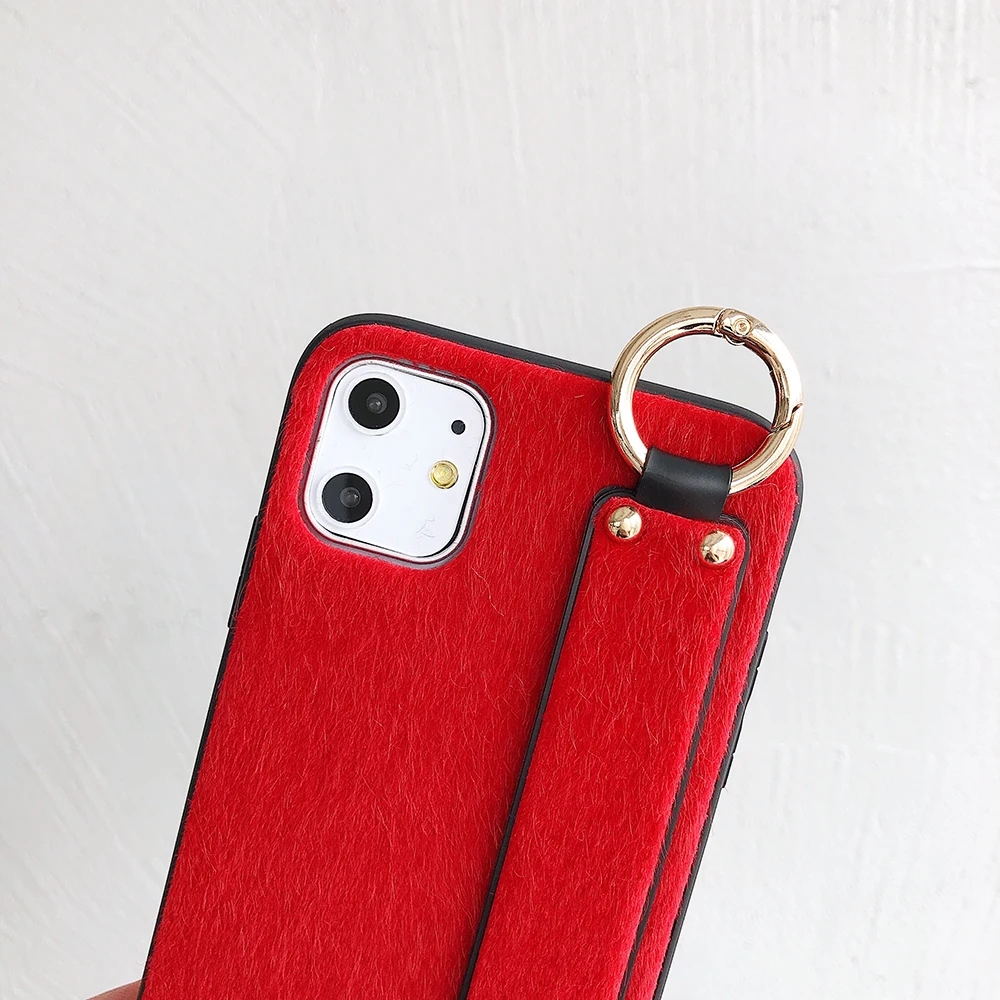 Зимний браслет плюшевый чехол для телефона iphone 11 Pro Max X XR XS 7 8 6 6S Plus ремешок