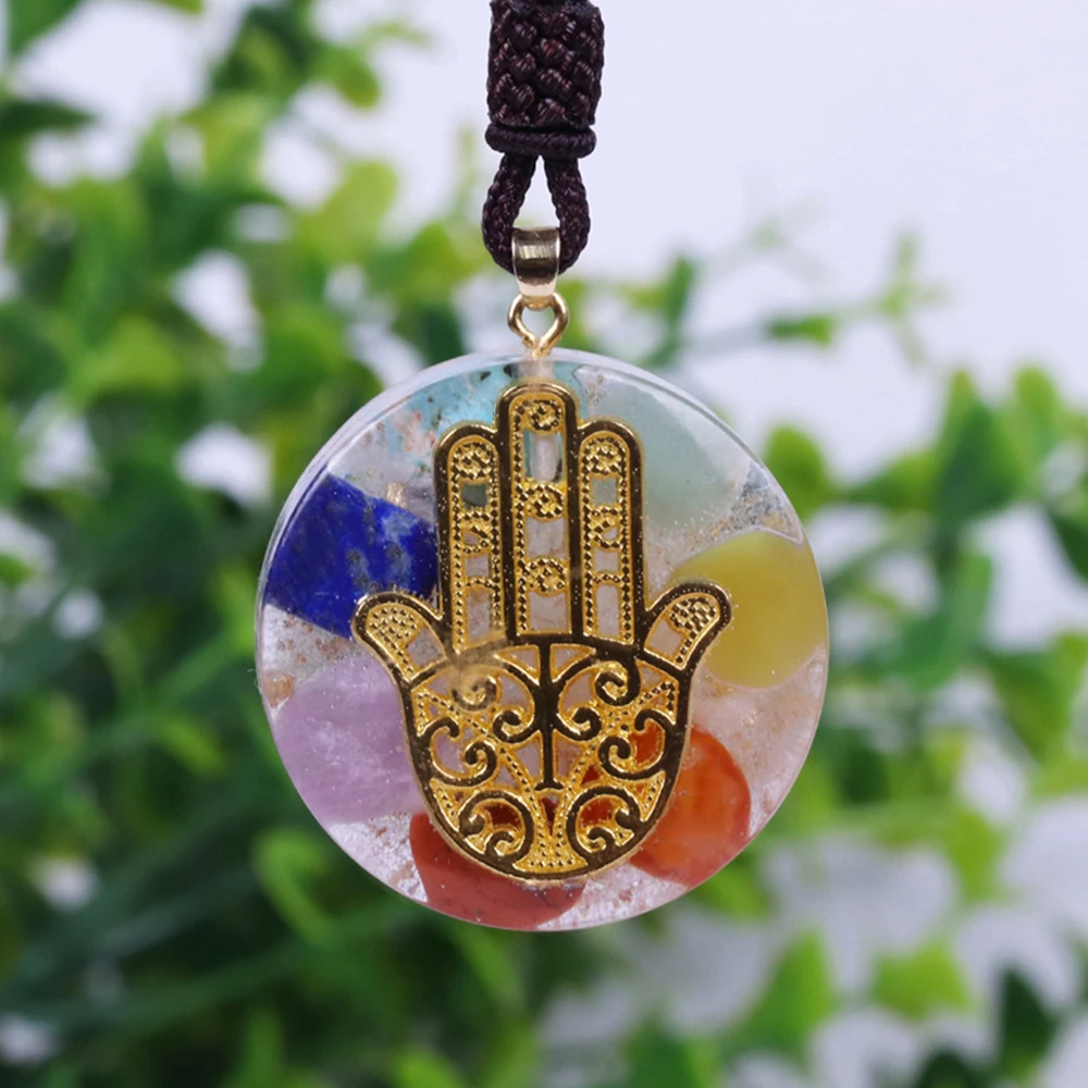 Ожерелье органит 7 энергия чакры рейки кулон рука фатифа Йога Медитация ожерелье