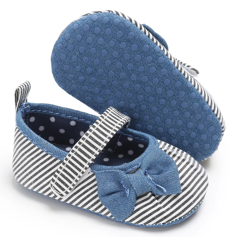 

Newborn Baby infantil Toddler Princess Mary Jane Bow Striped Inner First Walkers Bebe Footwear baby girl shoes new