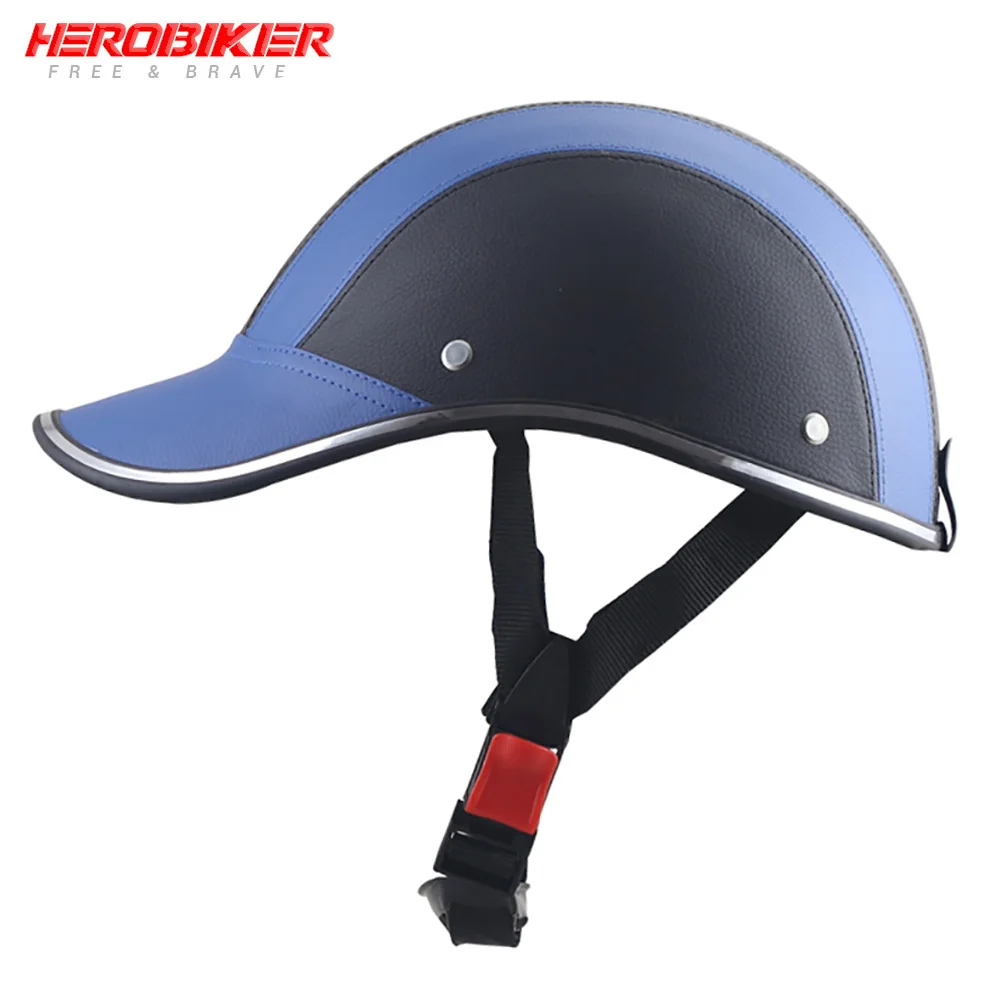 02 PU-blue HEROBIKER мотоциклетный шлем на половину лица, мотоциклетный шлем, мотоциклетный шлем для гонок по бездорожью, шлем Casco Moto Capacete Casque - Цвет: 02 PU-blue