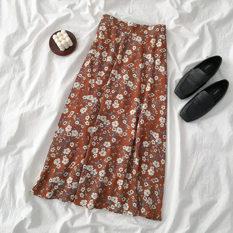 Юбка-миди Женская длинная в винтажном стиле с высокой талией | одежда