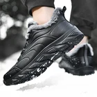 Мужские зимние кроссовки Coslony, водонепроницаемая обувь, удобные повседневные легкие прогулочные туфли, Нескользящие, черные