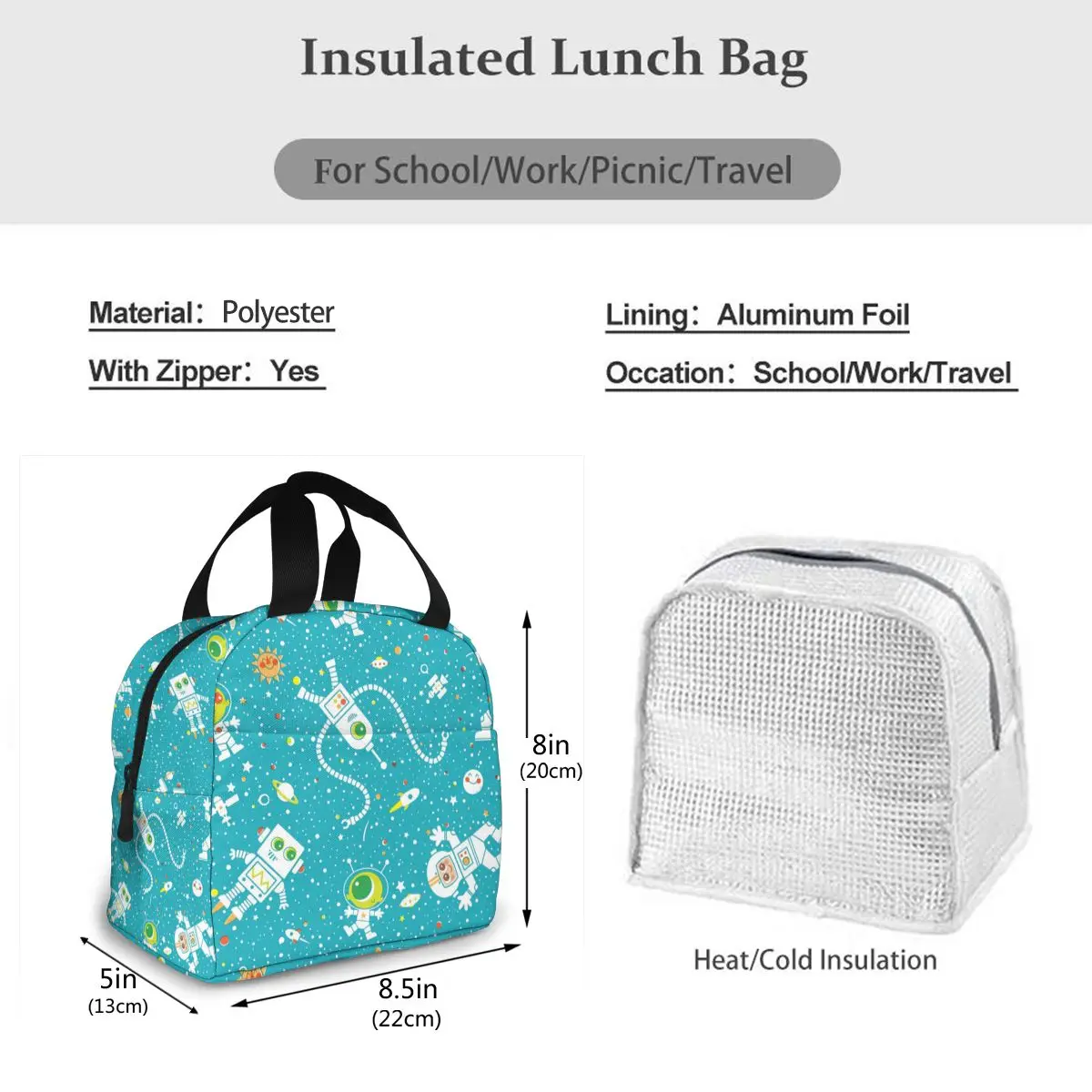 Мультяшный астронавт космос корабль холщовая Портативная сумка-холодильник для