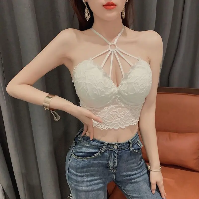 

New Sexy Outer wear Hanging neck Lace Tube top Base No steel ring Girl's inner wear Vest Sling