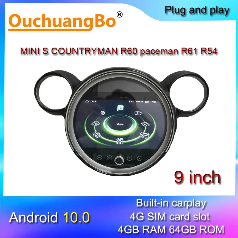 Ouchuangbo Android 10 магнитола для 9 дюймовый мини S COUNTRYMAN R60 mini paceman R61 R54 2007 2016 gps навигации 4