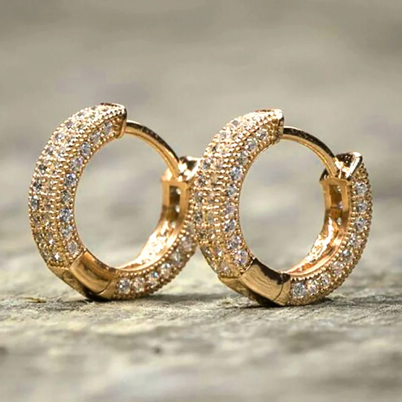 Мужские серьги-кольца в стиле хип-хоп с фианитами | Украшения и аксессуары