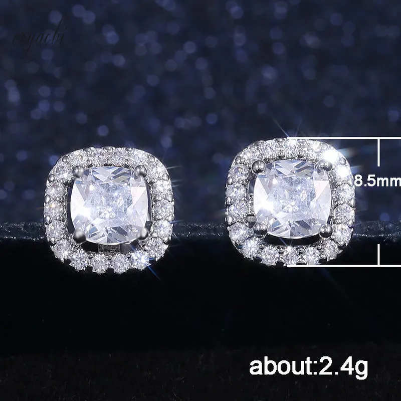 Luxury Four-claw Earrings for Women Full of Zircon Simple Square Nails Wedding Party Anniversary Jewelry | Украшения и аксессуары