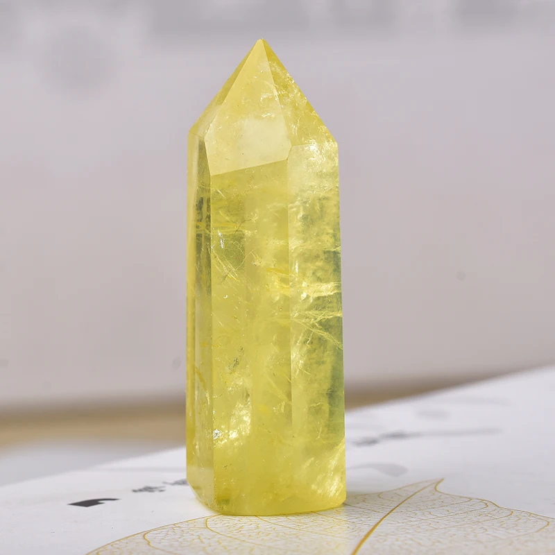 Натуральный кристаллический точечный цитрин лечебная колонна желтая кварцевая