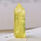 Натуральный кристалл точечный цитрин целебная колонна обелиск желтый кварц палочка красивое украшение для домашнего декора камень энергии Рейки