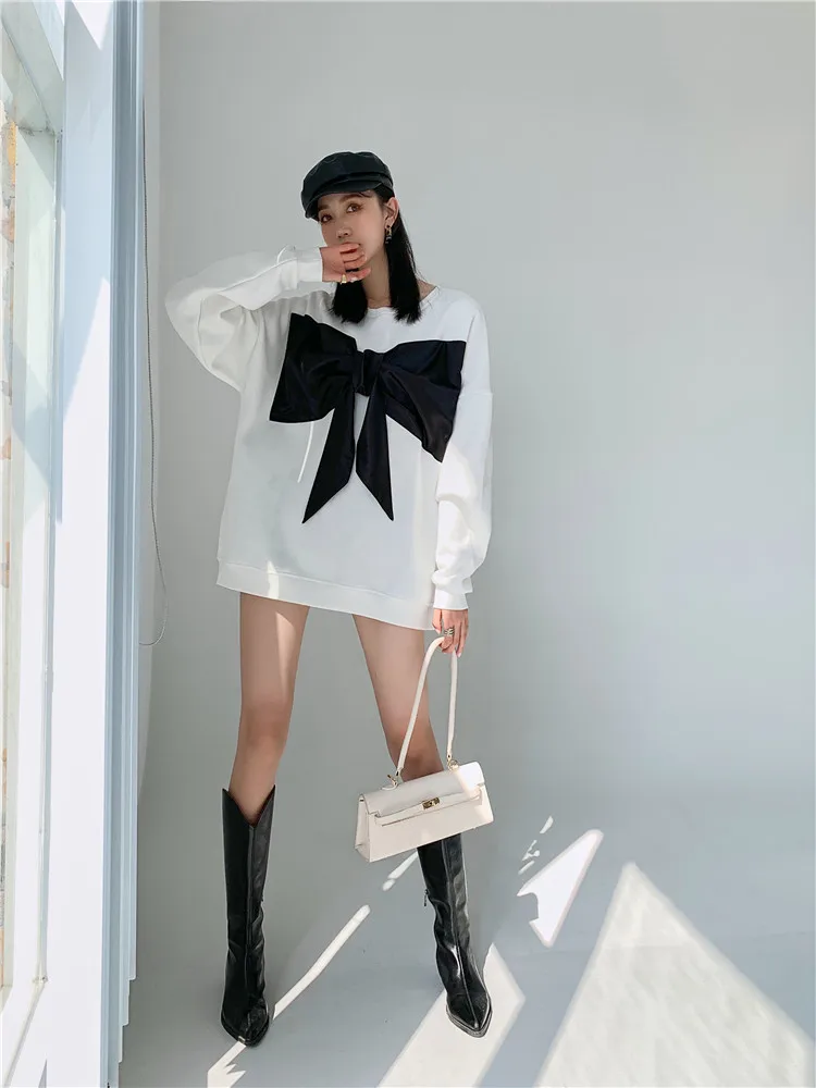 Корейский нишевый дизайн модные бархатные свитшоты с бантом для женщин весна 2020