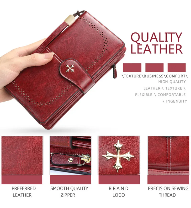 

2021 Women Wallet Fashion Leather Long Top Quality Classic Card Holder Female Wallet Zipper Brand Wallet For Women