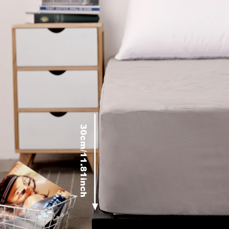 Серое водонепроницаемое защитное покрытие для матраса простыня с