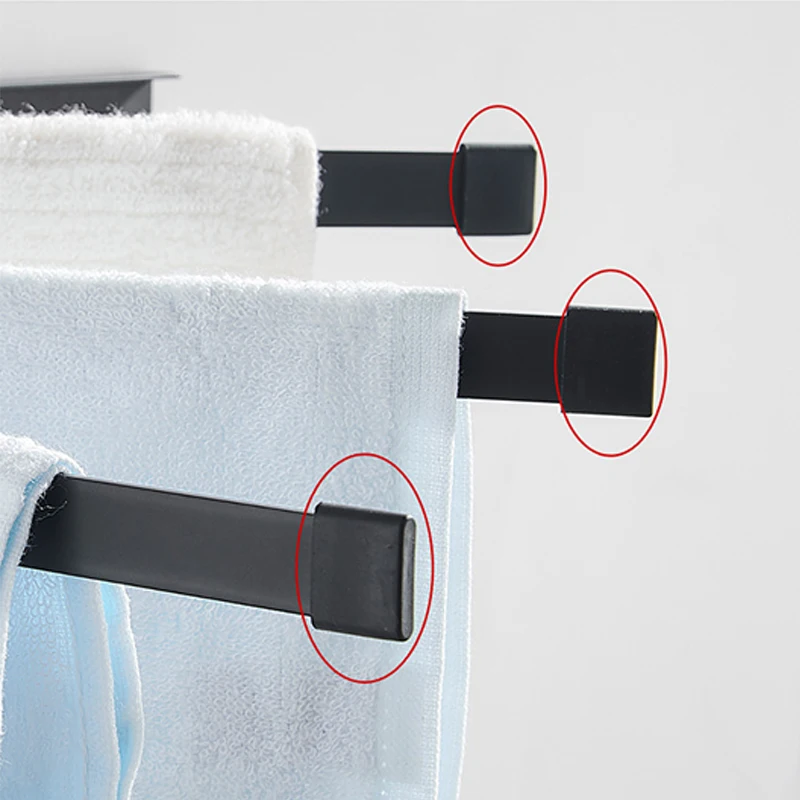 Вращающаяся вешалка для полотенец настенная без отверстий туалета черный