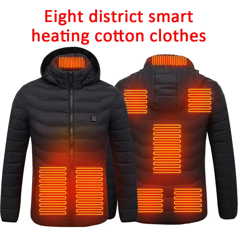 

Куртка с электрическим подогревом, спортивное пальто для улицы, зимнее пальто с шапкой и USB-разъемом, теплая одежда