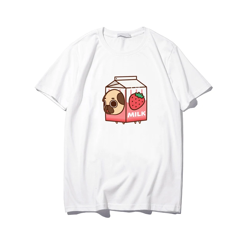 Новая футболка Harajuku для девочек Ullzang Milk Детская графическая женская с мультяшным