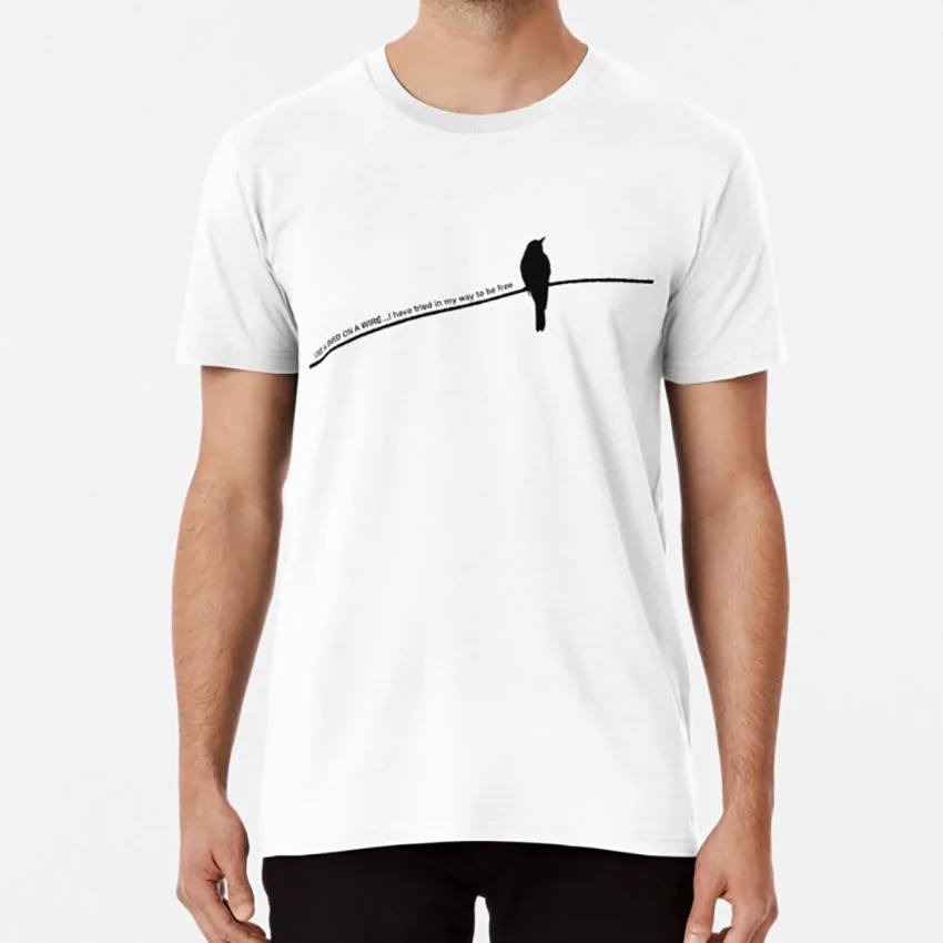 Птичка на проводе футболка птица свободу Леонард Коэн песни черный контур птицы |