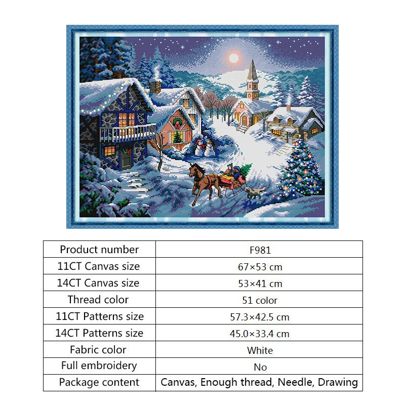 Cross stitch F981 Млечный Путь пейзаж стиль штампованные наборы для вышивки крестом мульти-карта 11ct 14ct Счетный принт на холсте DMC Вышивка-Шитье Сделай Сам комплект - Цвет: Cross stitch F981
