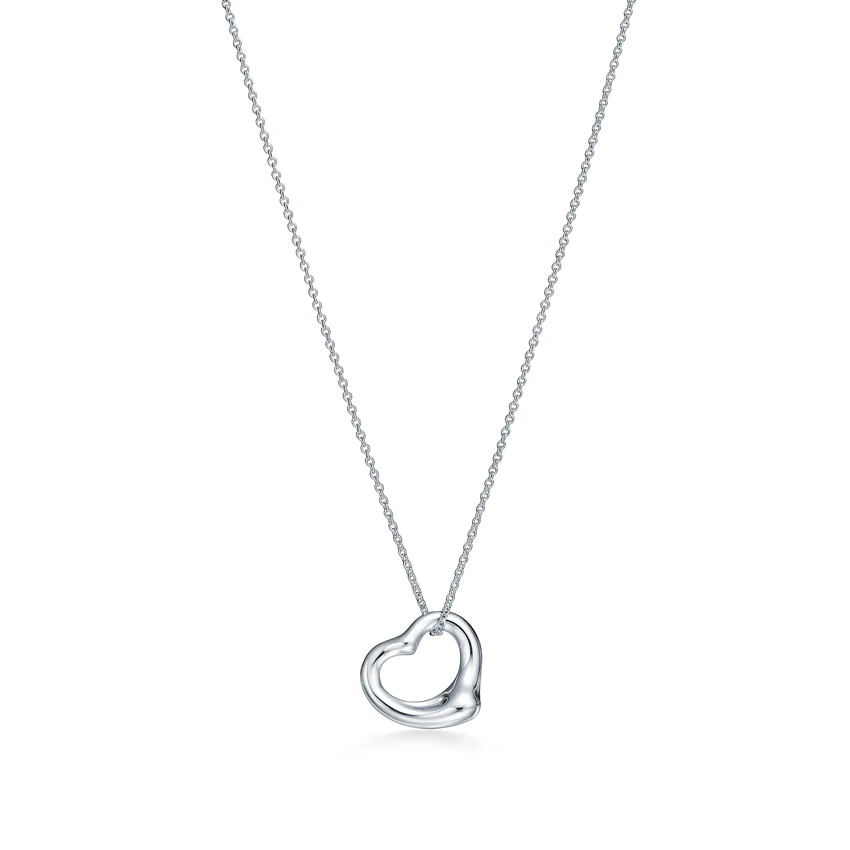 

925 pure silver necklace, men's women's necklace, 1:1t Hollow Heart Pendant Necklace