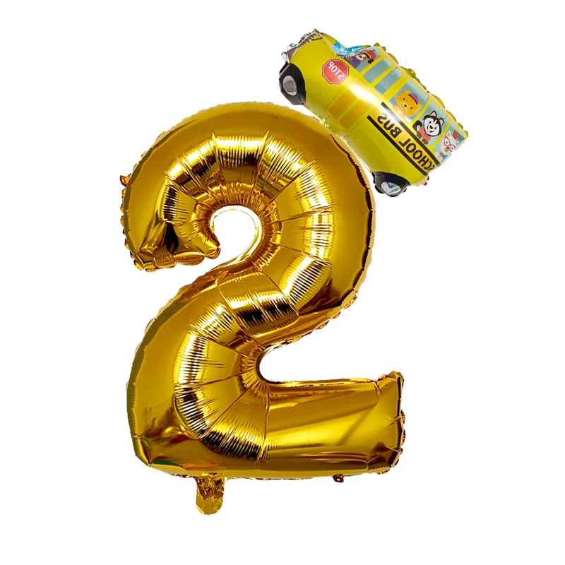 2 шт Мини школьный автобус грузовик фольги Воздушные шары 32 дюйма золотые цифры