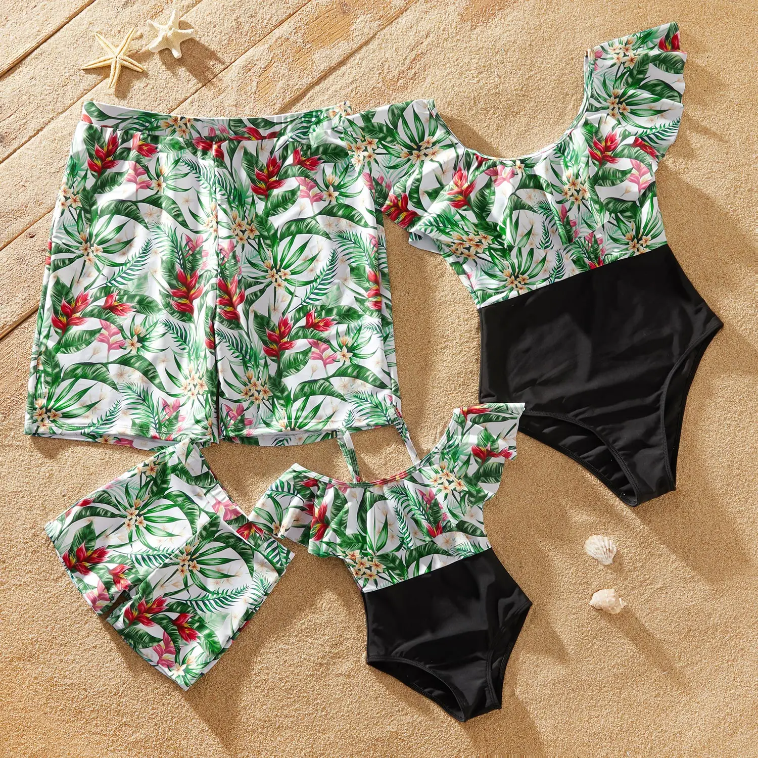 

PatPat 2021 New Arrival Summer Family Look Floral Print Matching Swimwears
