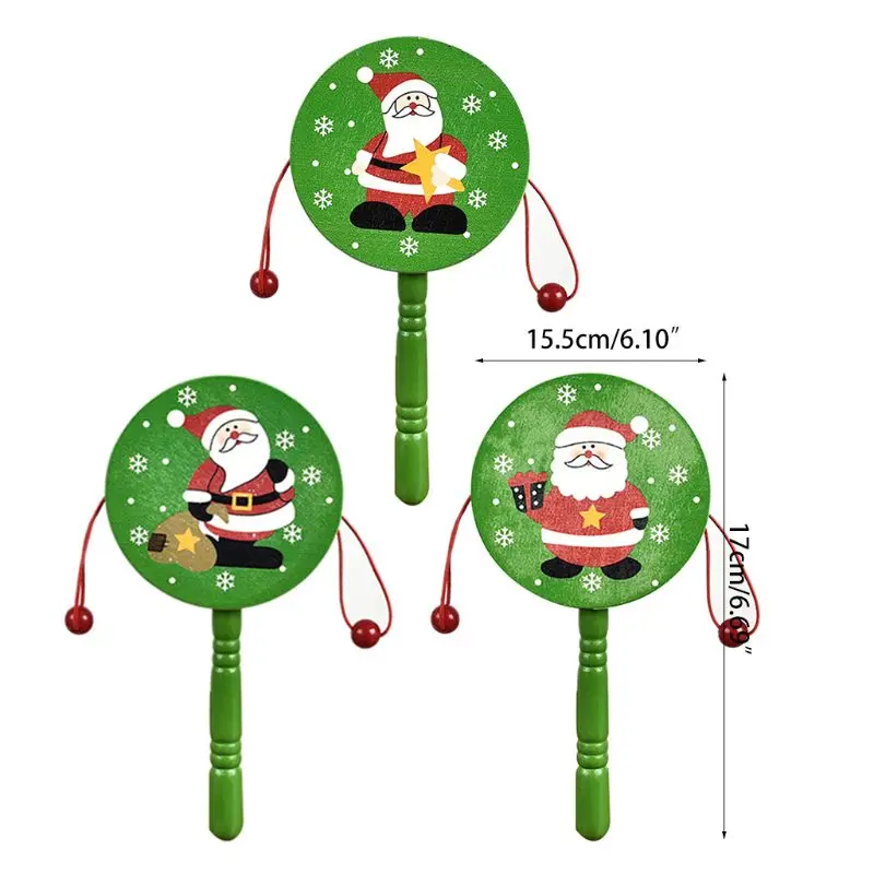 Christmas Baby Kids Wood Rattle Drum Instrument Toys Children Musical Toy Chinese Styles Drum christmas Gift For Baby Infant