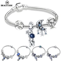 brace code new exquisite bracelet astronaut earth lady jewelry gift silver plated tassel moon star bead men and women bracelets