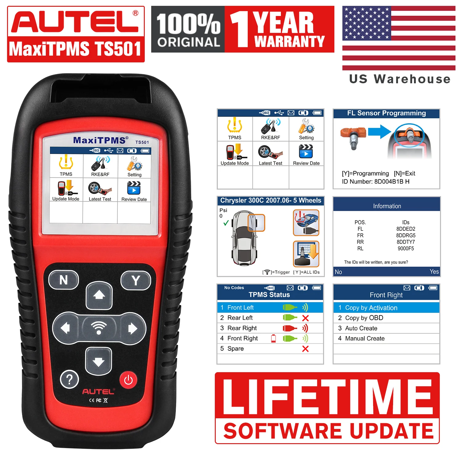 Autel MaxiTPMS TS501 TPMS инструмент для переобучения автомобильной диагностики OBDII