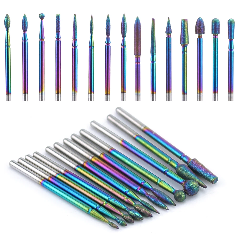 Радуга с алмазным напылением Фрезер Nail Art сверло биты карбида покрытия кутикула