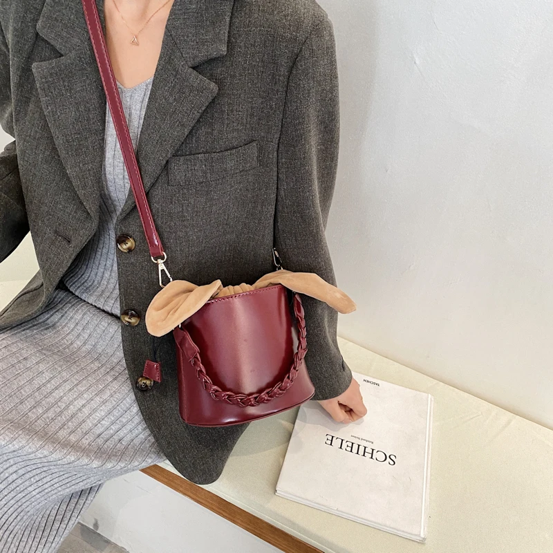 

Bright Leather Small Barrel-shaped Bag for Women Fashion Female Shoulder Bag Good Luck Crossbody Bags Party Hand Bag