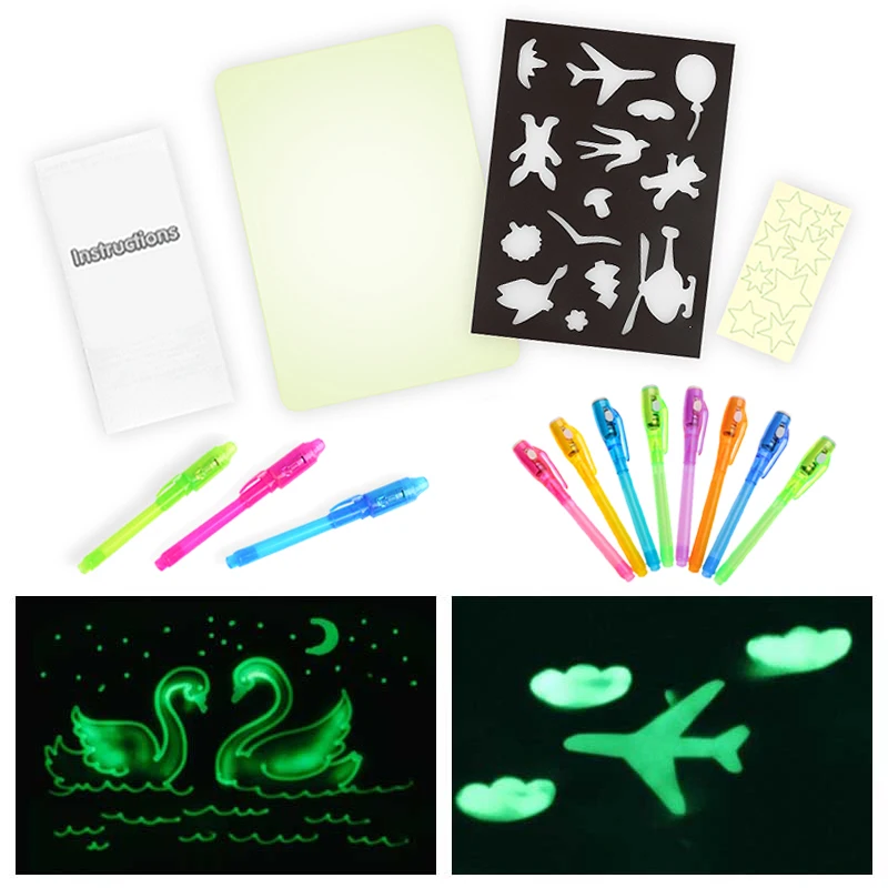 

Dropshipping Luminous LED Drawing Board A5 Tablet Graffiti Draw With Light In Dark Children Paint Boy Educaitonal Kids Toys Gift