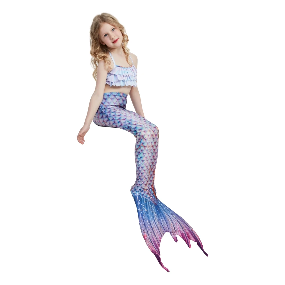 

2021 free shipping New Kids Mermaid Tail Swimwear Bikini Set Bathing Suit Costume for birthday party designed high quality