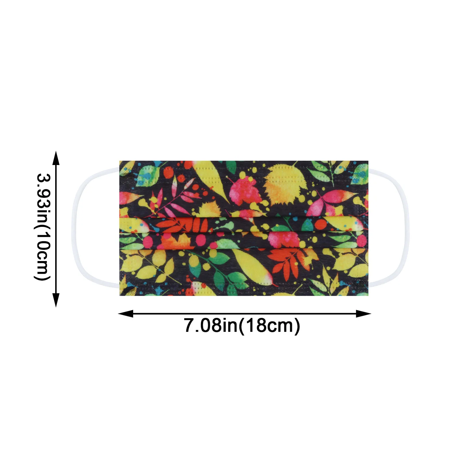 

Adult Unisex Fashionable Colorful Flower Printed Mask Disposable Protection 3 Layer Non-Woven Face Mask With Nose Strip 10/50PCS
