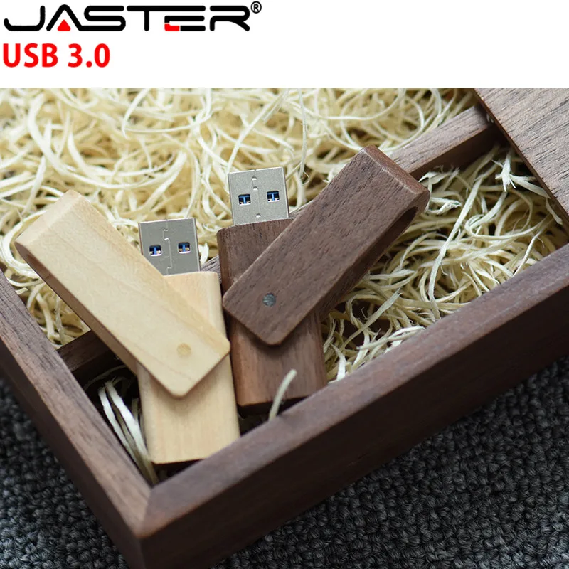JASTER деревянный поворотный уникальный Альбом коробка с соломинкой usb подлинный 3,0 4 ГБ/64 Гб карта памяти, Флеш накопитель для брака логотип на заказ